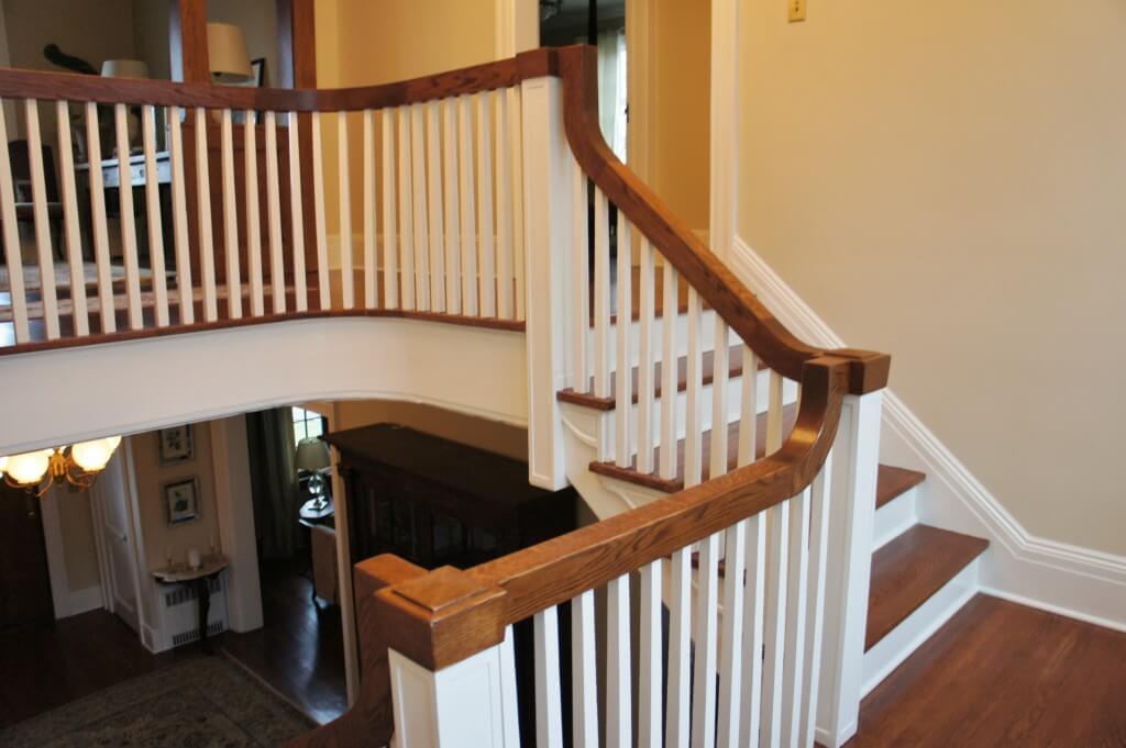 Beautiful Oak Hardwood Staircase and Handrail Repair and  Refinishing in Montclair, NJ 07043